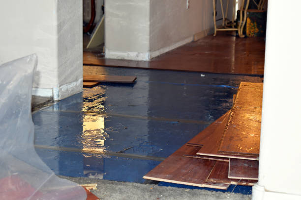 Professional Flood Damage Restoration technician working in Stanton, MI